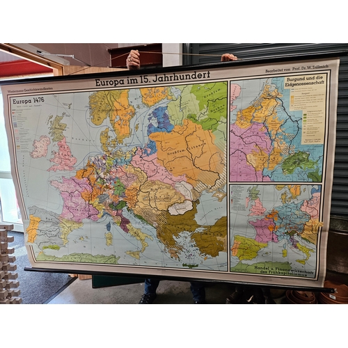 818 - Very large German Map of Europe - printed on canvas 1968 by Georg Westermann Verlag