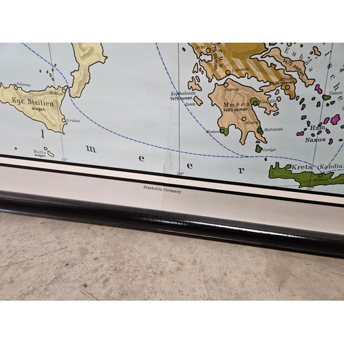 818 - Very large German Map of Europe - printed on canvas 1968 by Georg Westermann Verlag