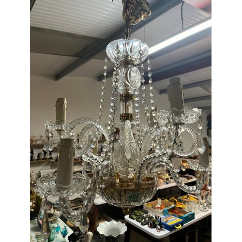 495 - Large crystal glass chandelier