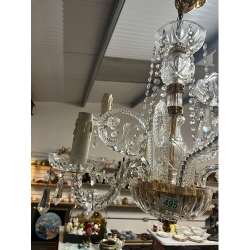 495 - Large crystal glass chandelier