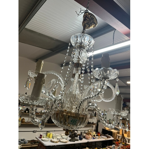 495 - Large crystal glass chandelier