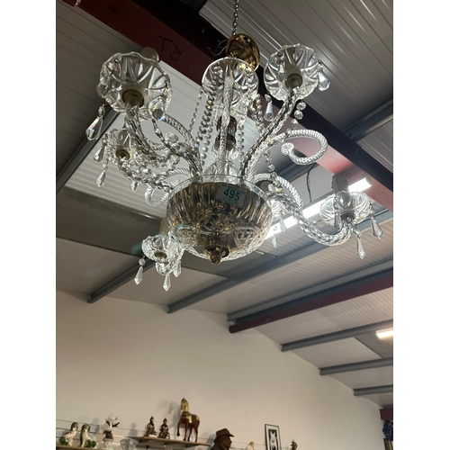 495 - Large crystal glass chandelier