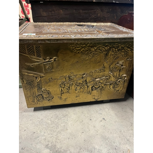 10 - Vintage brass coal box