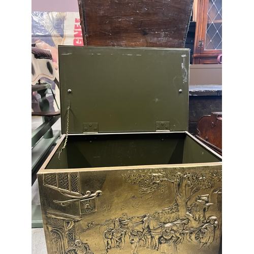 10 - Vintage brass coal box