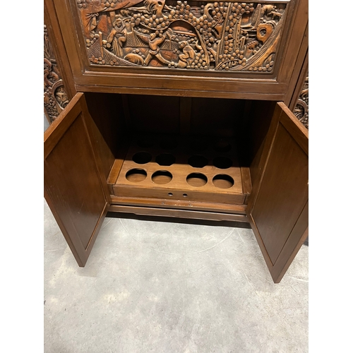 16 - Oriental carved drinks bar/ cabinet