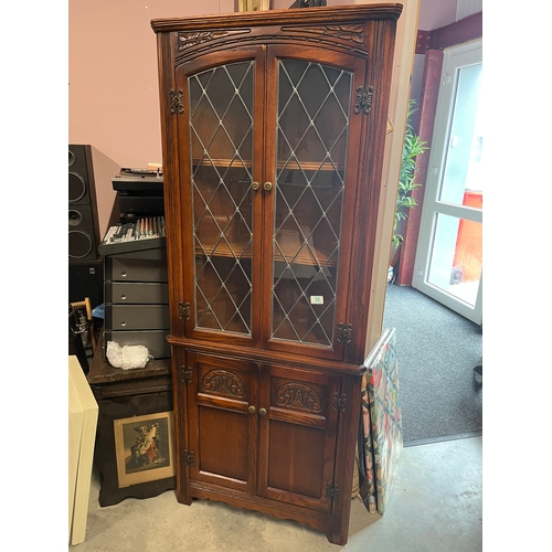 30 - Old Charm corner cabinet with leaded glass