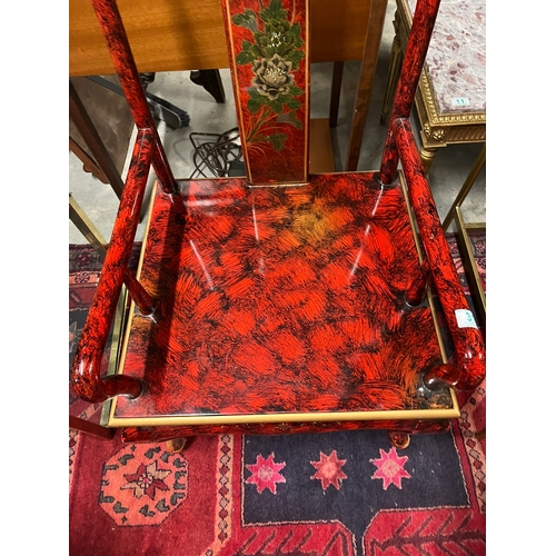 31 - Oriental decorated chair with fitted cushion