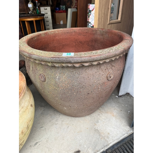 39 - Large very heavy terracotta planter