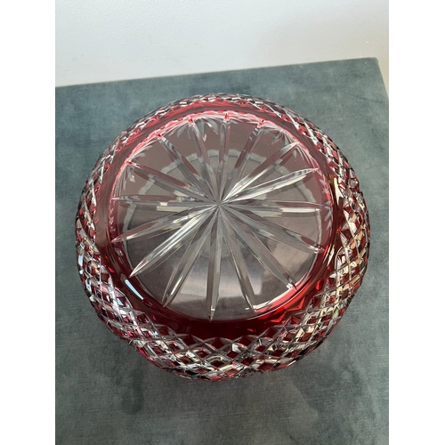 153 - Glass cut crystal bowl - cranberry