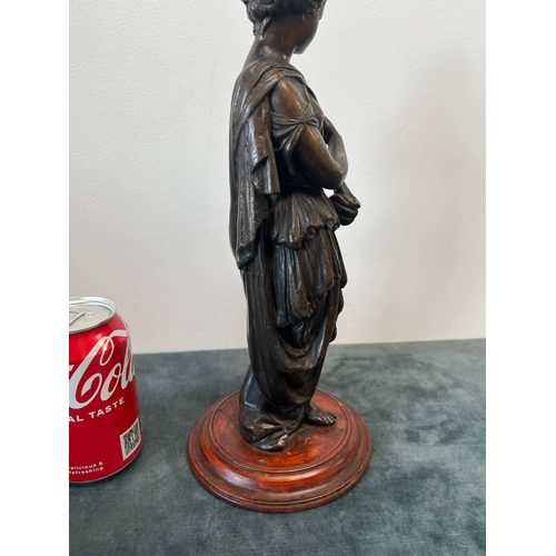 161 - Large spelter figure of a lady. Damage to hand