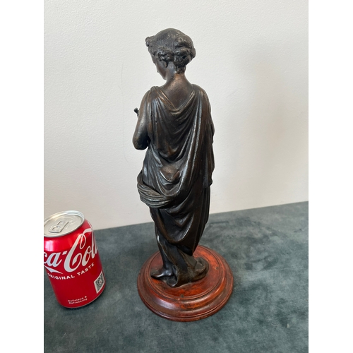 161 - Large spelter figure of a lady. Damage to hand