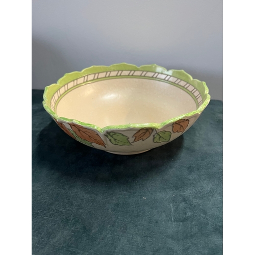 186 - Crown Ducal bowl decorated with leaves 

10cm high x 25.5cm wide