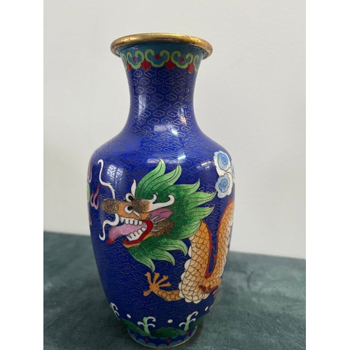 212 - Oriental chinoiserie vase decorated with dragons 
9 inches tall