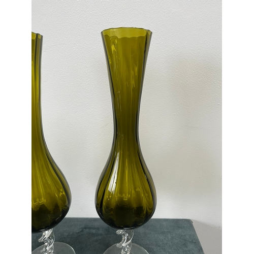 270 - Large pair of glass vases with twisted stems