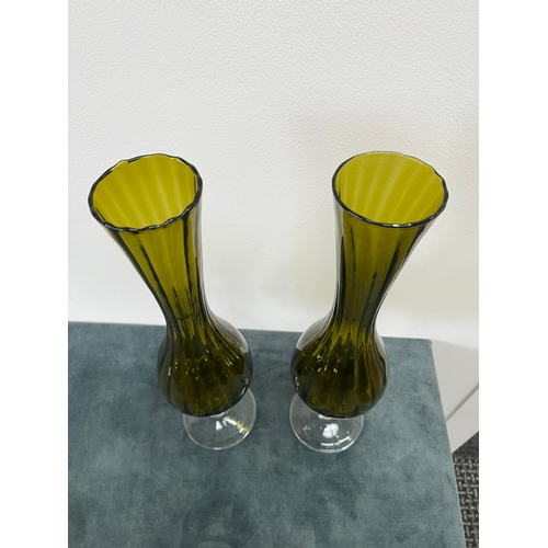 270 - Large pair of glass vases with twisted stems