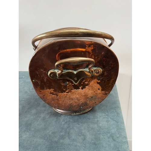 275 - Antique copper and brass coal scuttle