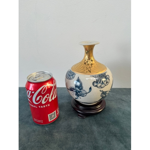 333 - Oriental vase on stand - signed Tai Hwa Pottery