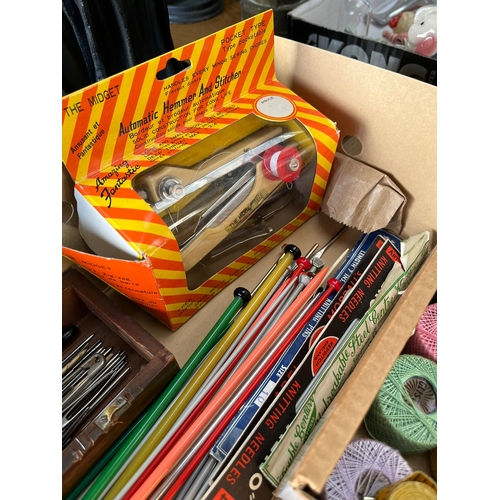 351 - Large box of assorted sewing/ knitting apparatus