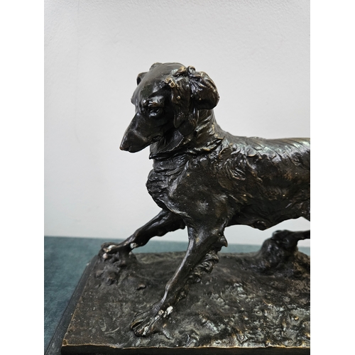 371 - Bronze model of a setter dog on a marble base