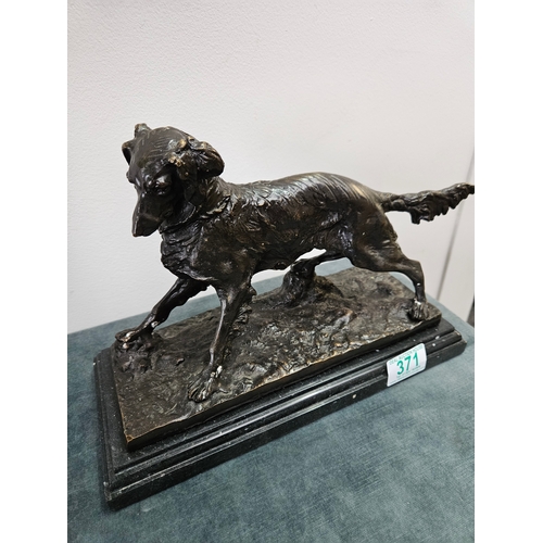 371 - Bronze model of a setter dog on a marble base