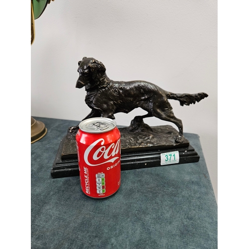 371 - Bronze model of a setter dog on a marble base