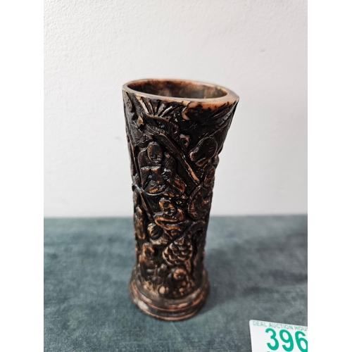 396 - Horn/ resin oriental Chinese carved vase