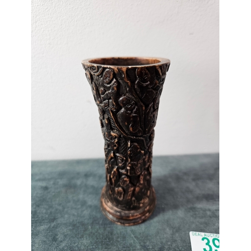 396 - Horn/ resin oriental Chinese carved vase