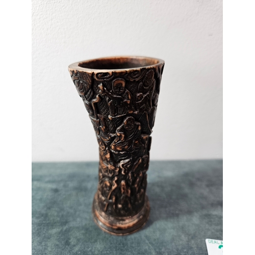 396 - Horn/ resin oriental Chinese carved vase