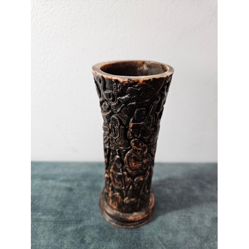 396 - Horn/ resin oriental Chinese carved vase