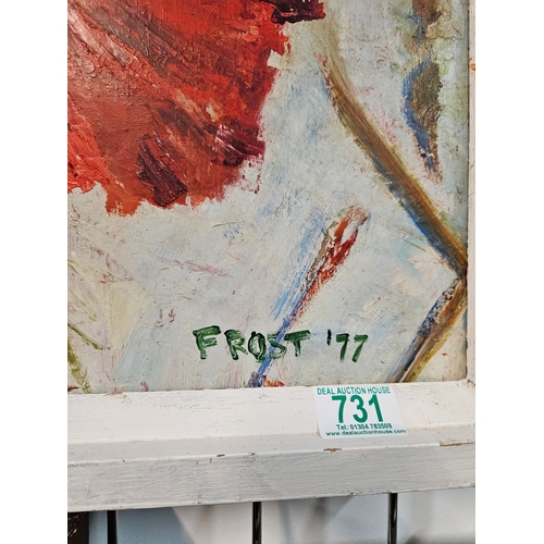 731 - A large modern British oil painting 1977 signed Frost