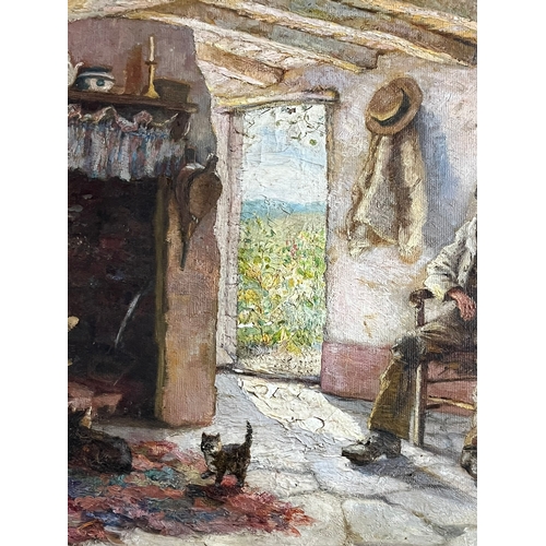 776 - E. Hartry (British) oil on canvas interior scene