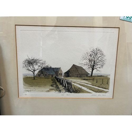 783 - 3 x Pictures 
Dover (from the Ramsgate Road), Old Barns watercolour by - Michael John Hunt +  Evenin... 