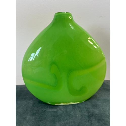 166 - Art glass green vase