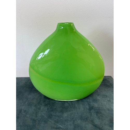 166 - Art glass green vase