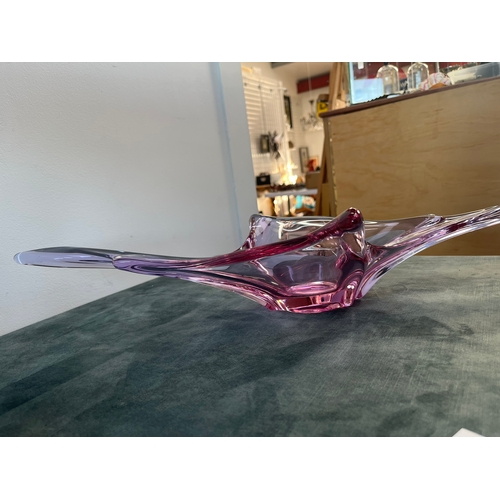 176 - Large pink art glass splash bowl