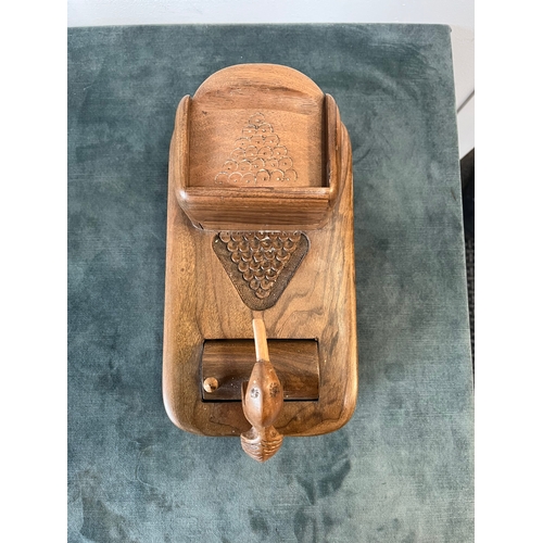 181 - Vintage carved wooden cigarette dispenser