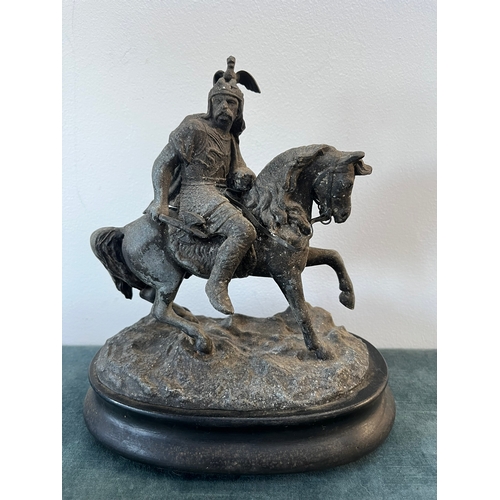 188 - Spelter figure of a man on horseback