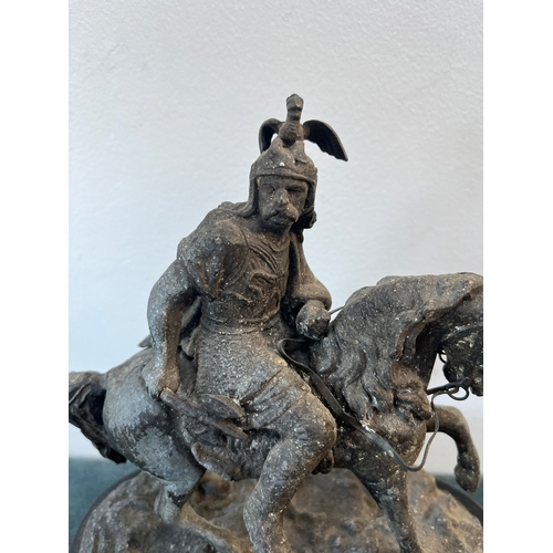 188 - Spelter figure of a man on horseback