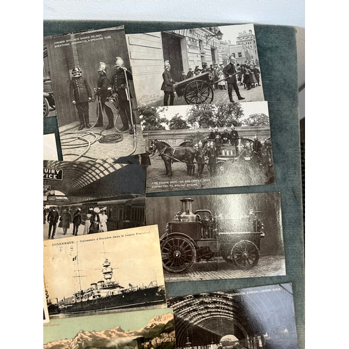 194 - Large lot of approximately 100 antique postcards - Ypres, train stations, Fire Engines, African.