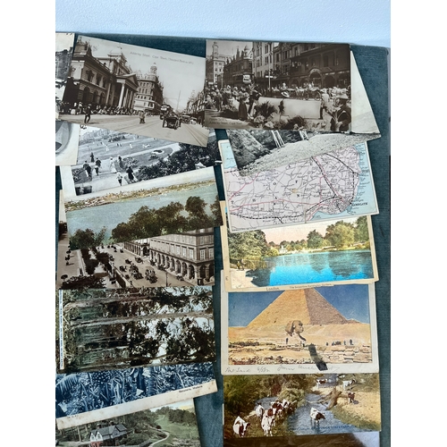 194 - Large lot of approximately 100 antique postcards - Ypres, train stations, Fire Engines, African.