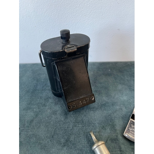 196 - Vintage A.R.P lamp and Police whistle