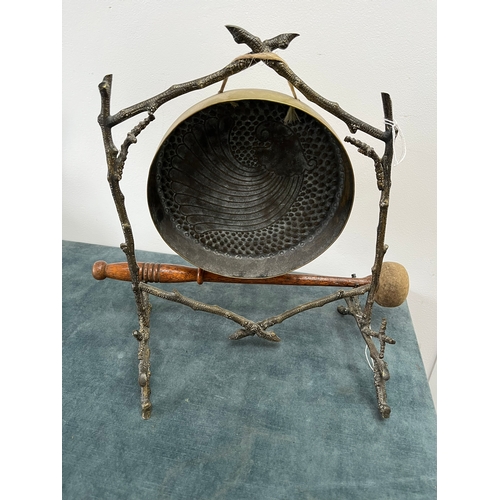 287 - Antique brass gong decorated with shell pattern