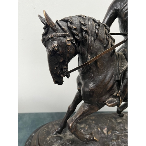 329 - A 20th century bronze equestrian statue after Pierre Jules Mene