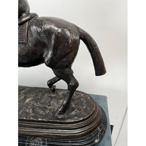 329 - A 20th century bronze equestrian statue after Pierre Jules Mene