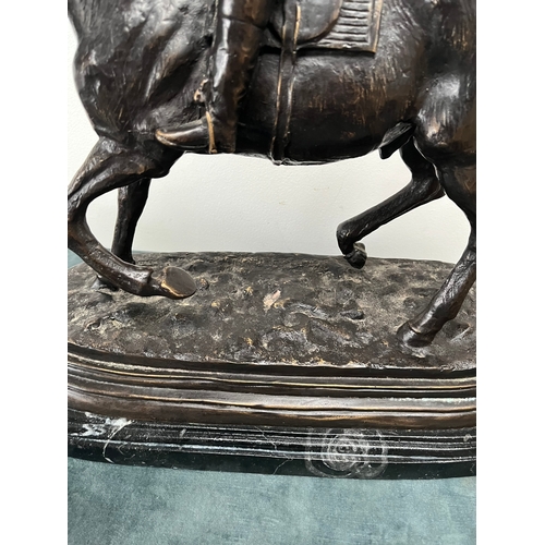 329 - A 20th century bronze equestrian statue after Pierre Jules Mene