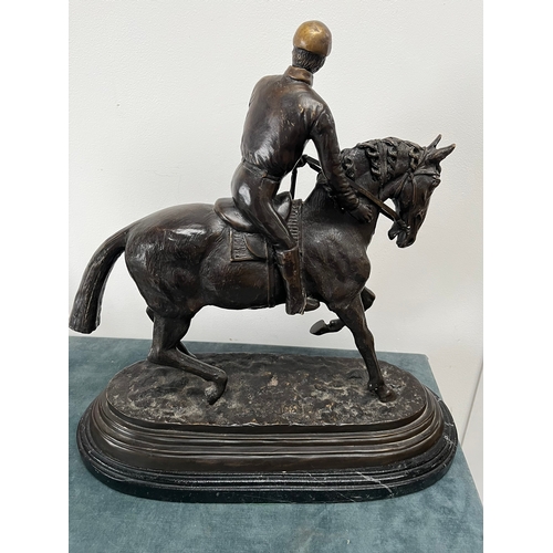 329 - A 20th century bronze equestrian statue after Pierre Jules Mene