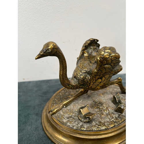 332 - Antique novelty inkwell in the form of a running ostrich