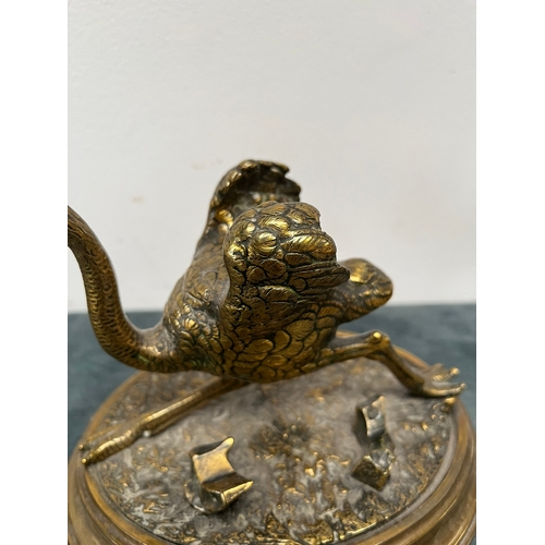 332 - Antique novelty inkwell in the form of a running ostrich