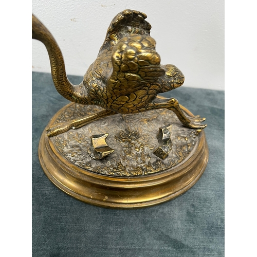 332 - Antique novelty inkwell in the form of a running ostrich