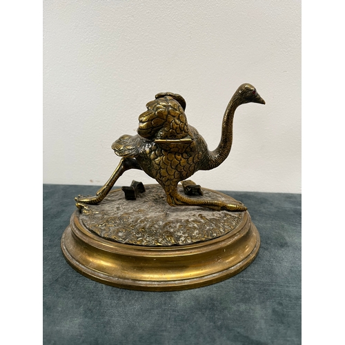 332 - Antique novelty inkwell in the form of a running ostrich